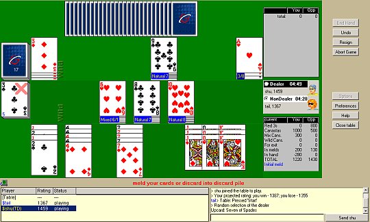 Play Canasta online free. 2-8 players, No ads