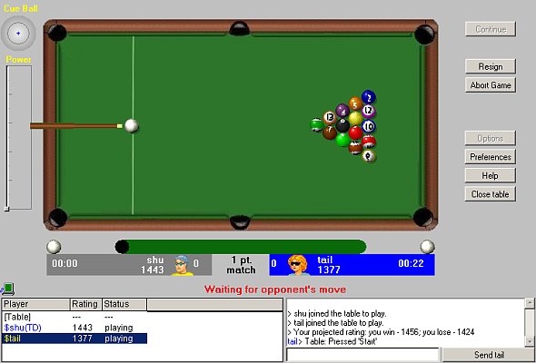 Play Pool 8-ball online. Internet Billiard games